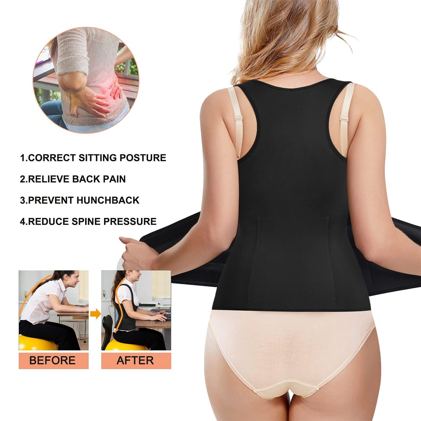 Waist Trainer Vest For Women Corset Trimmer Belt Slimming Body Shaper Tummy Control Cincher - M