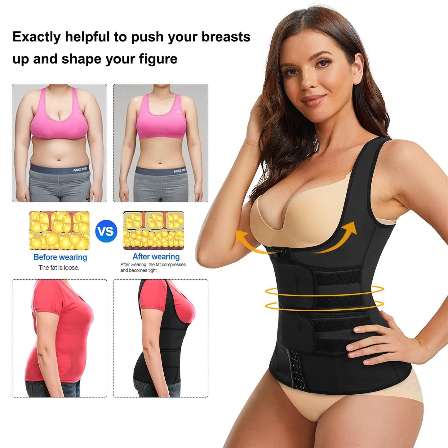 Waist Trainer Vest For Women Corset Trimmer Belt Slimming Body Shaper Tummy Control Cincher - 3XL