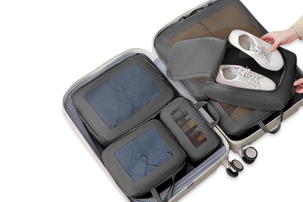 7 Set Compression Packing Cubes for Travel Luggage Organizer Bags for Travel Accessories - Black