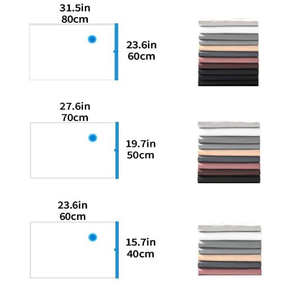 8 Pack Vacuum Storage Bags Space Saver Bags for Clothes Blankets with Valve - M
