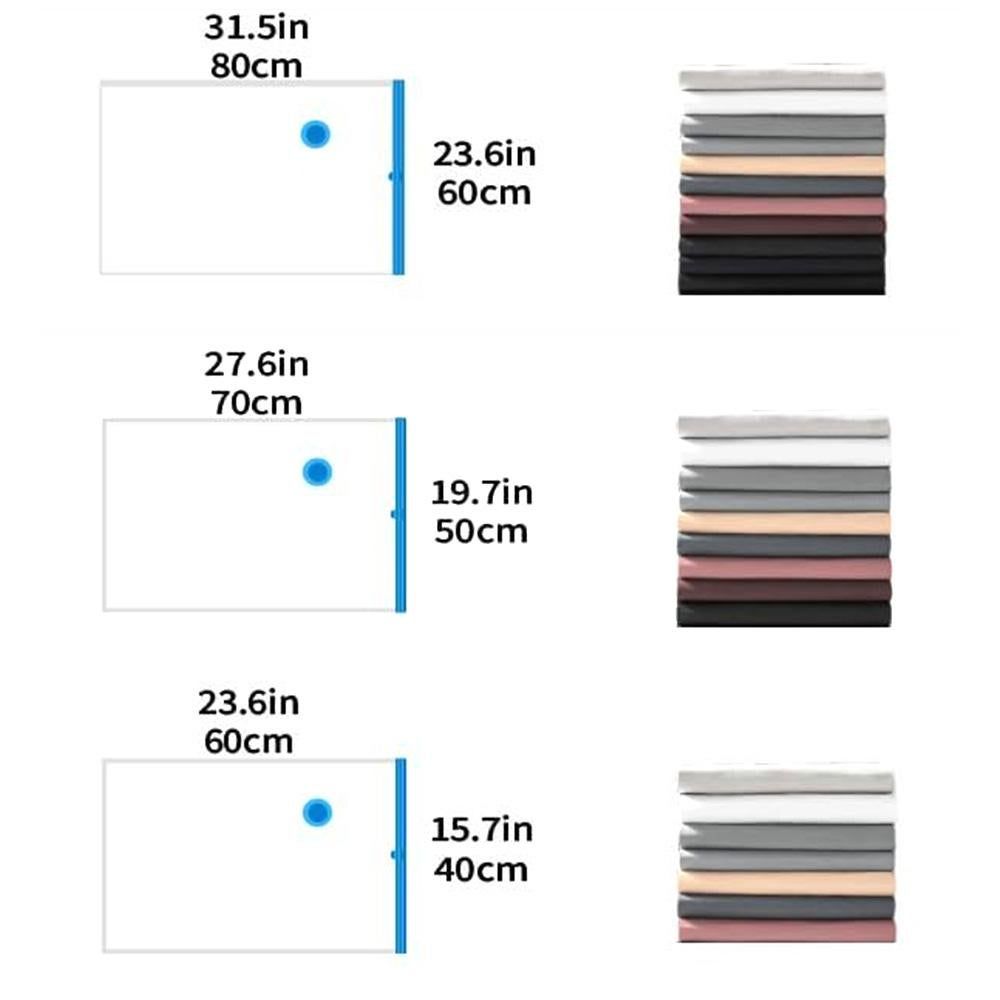 8 Pack Vacuum Storage Bags Space Saver Bags for Clothes Blankets with Valve - L