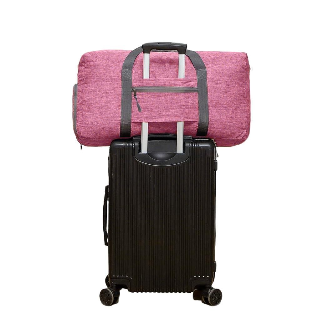 Foldable Travel Duffle Bag with Shoe Compartment - Pink