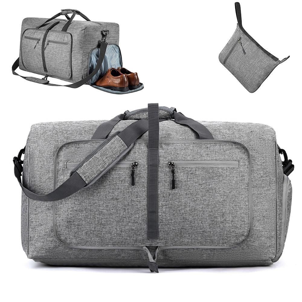 Foldable Travel Duffle Bag with Shoe Compartment - Pink