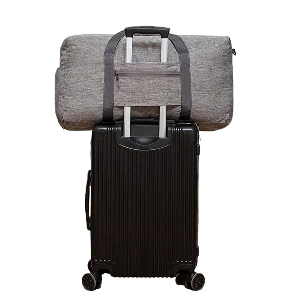 Foldable Travel Duffle Bag with Shoe Compartment - Grey
