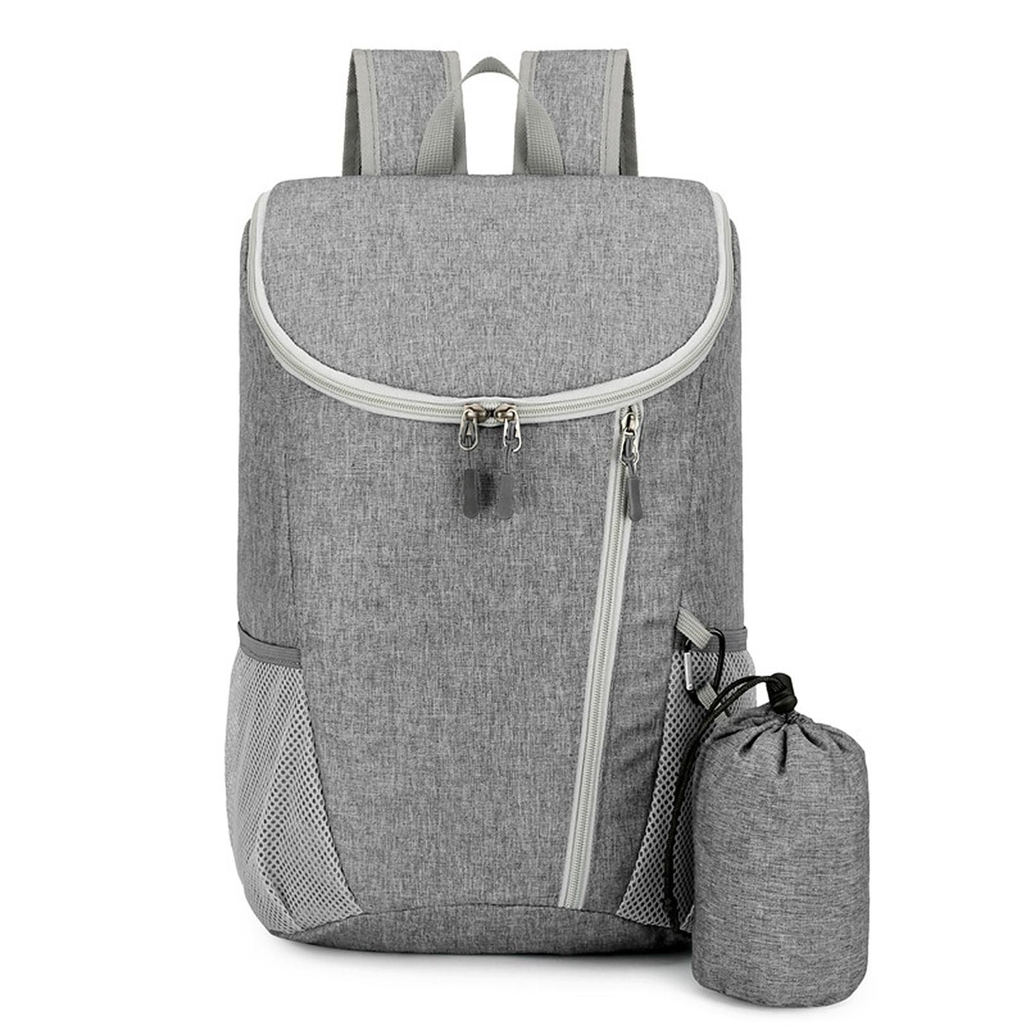 Large Capacity Foldable Lightweight Water-Resistant Sports Outdoor Gym Backpack (Light Grey)