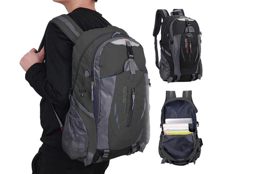 Water-resistant Hiking Backpack Travel Camping Nylon Outdoor Bag for Men and Women -Black