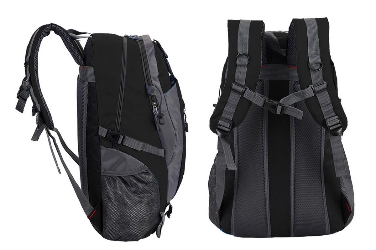 Water-resistant Hiking Backpack Travel Camping Nylon Outdoor Bag for Men and Women -Black