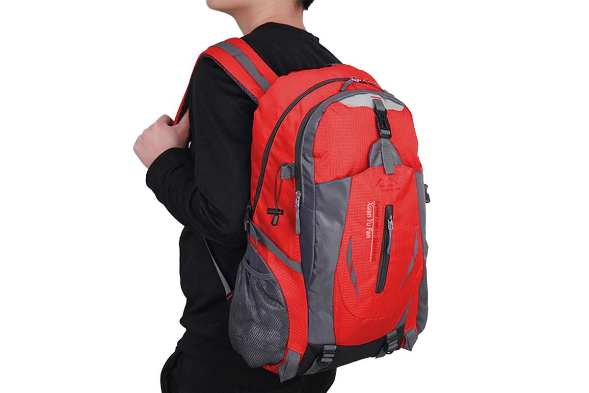 Water-resistant Hiking Backpack Travel Camping Nylon Outdoor Bag for Men and Women -Red