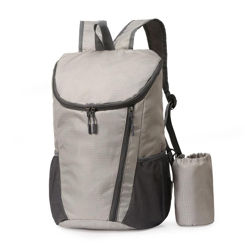 Sports Backpack Foldable Water Resistant Lightweight Bag for Camping Hiking Travel-Grey