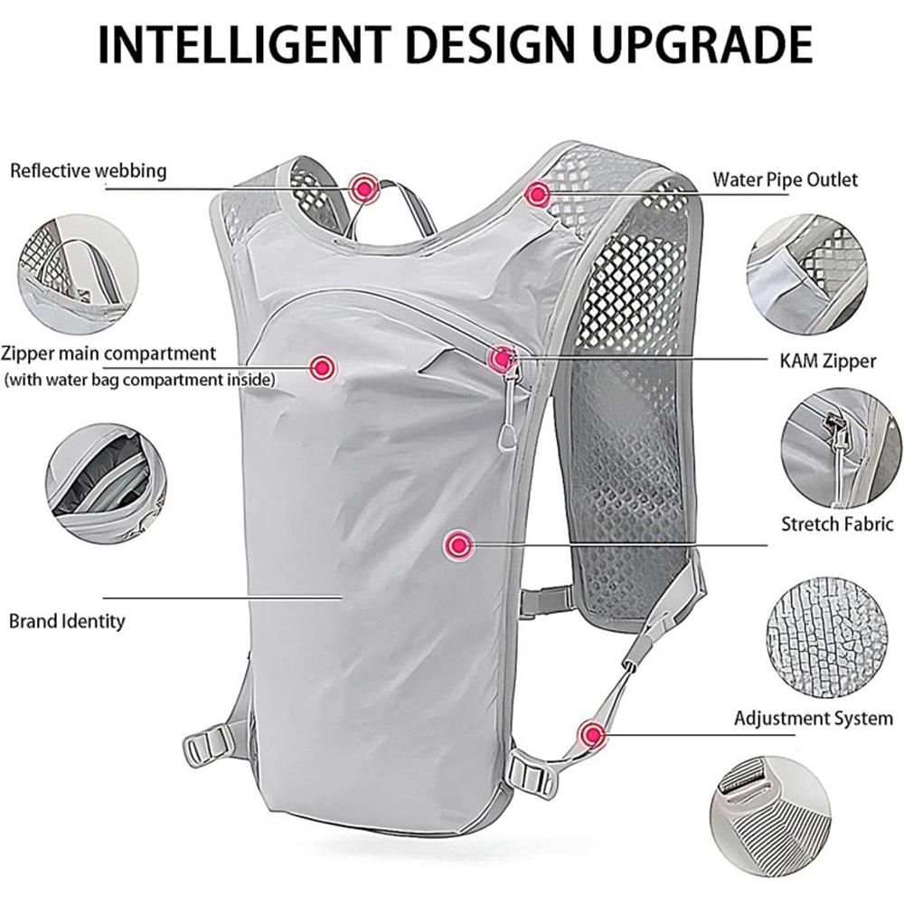 Hydration Backpack Vest for Cycling Running Hiking Breathable Sports Pack - Black