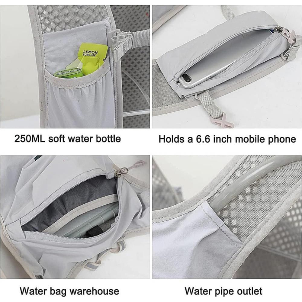 Hydration Backpack Vest for Cycling Running Hiking Breathable Sports Pack - Gray