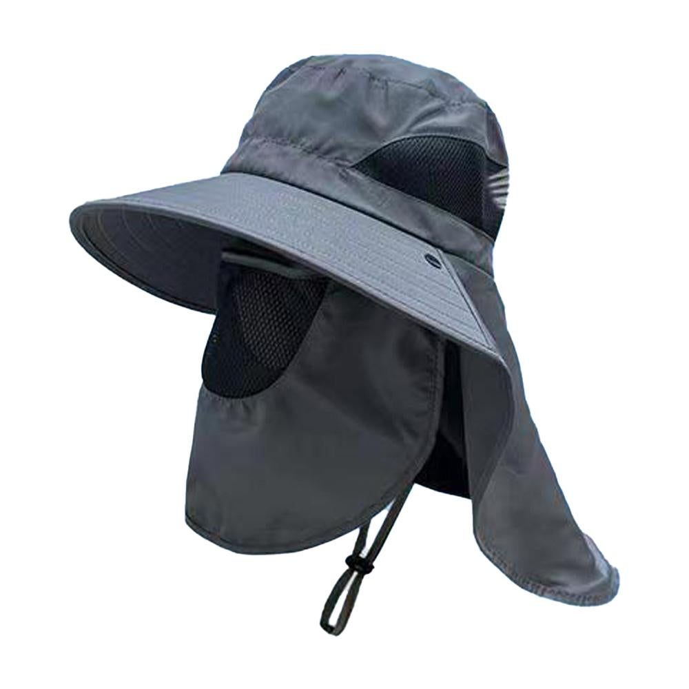 Fisherman Hat with Face Cover & Neck Flap Outdoors Sun Cap for Hiking Climbing