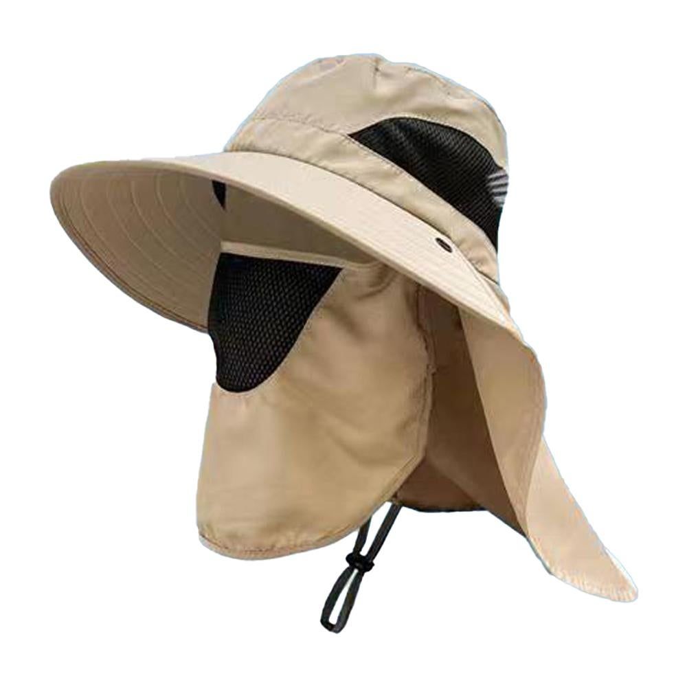 Fisherman Hat with Face Cover & Neck Flap Outdoors Sun Cap for Hiking Climbing