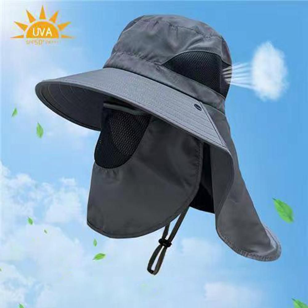 Fisherman Hat with Face Cover & Neck Flap Outdoors Sun Cap for Hiking Climbing