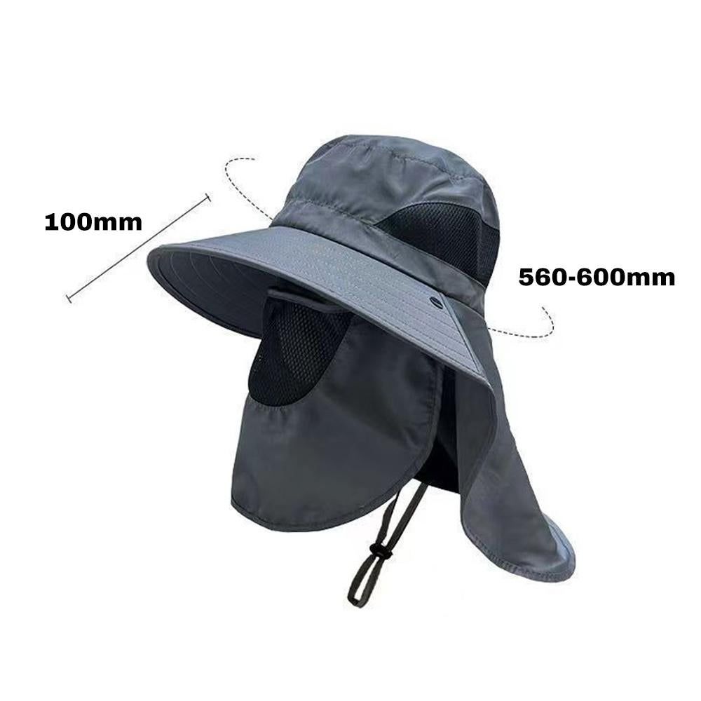 Fisherman Hat with Face Cover & Neck Flap Outdoors Sun Cap for Hiking Climbing