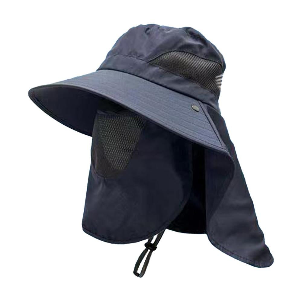 Fisherman Hat with Face Cover & Neck Flap Outdoors Sun Cap for Hiking Climbing