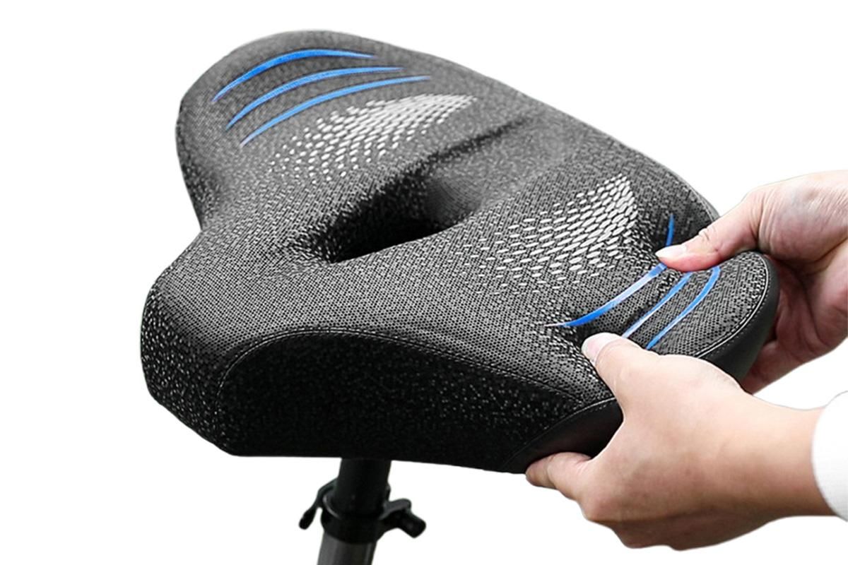 Noseless Bike Seat Cushion for Men & Women Comfortable Saddle for Peloton Bikes Exercise Bikes Electric Bikes Cruiser Bikes - Balck&Blue