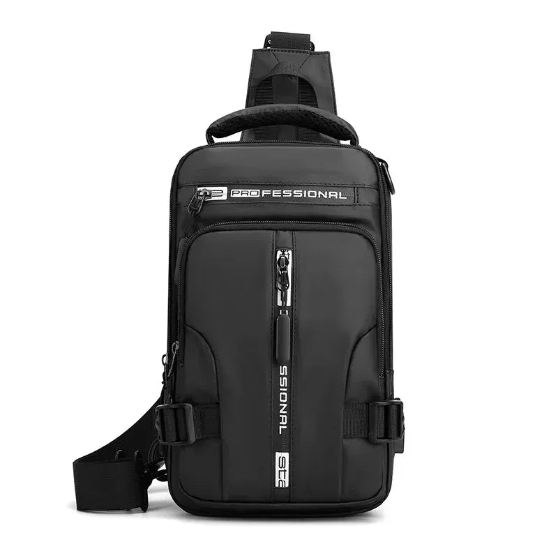 Men's Shoulder Bag with USB Charging Port Travel Backpack Messenger Bag Chest Bag Suitable for Outdoor Travel, Camping
