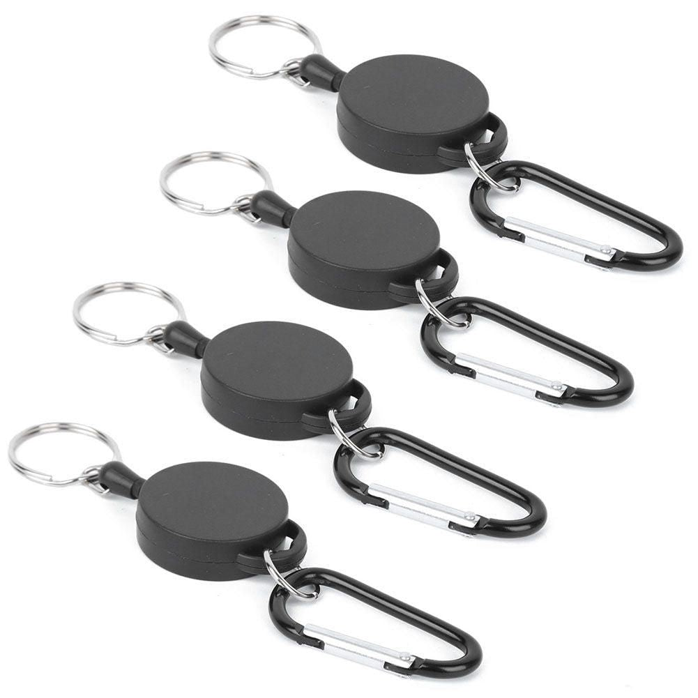 4pcs Telescopic Keychain Anti Theft Creative Retractable Key Ring Nylon Rope