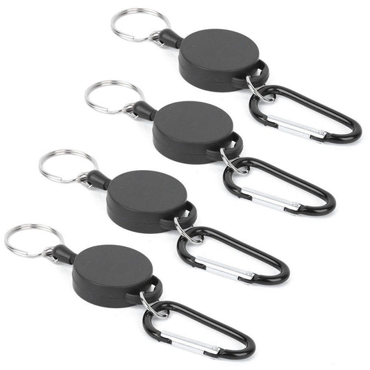 4pcs Telescopic Keychain Anti Theft Creative Retractable Key Ring Nylon Rope