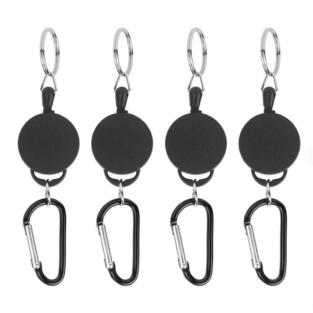 4pcs Telescopic Keychain Anti Theft Creative Retractable Key Ring Nylon Rope