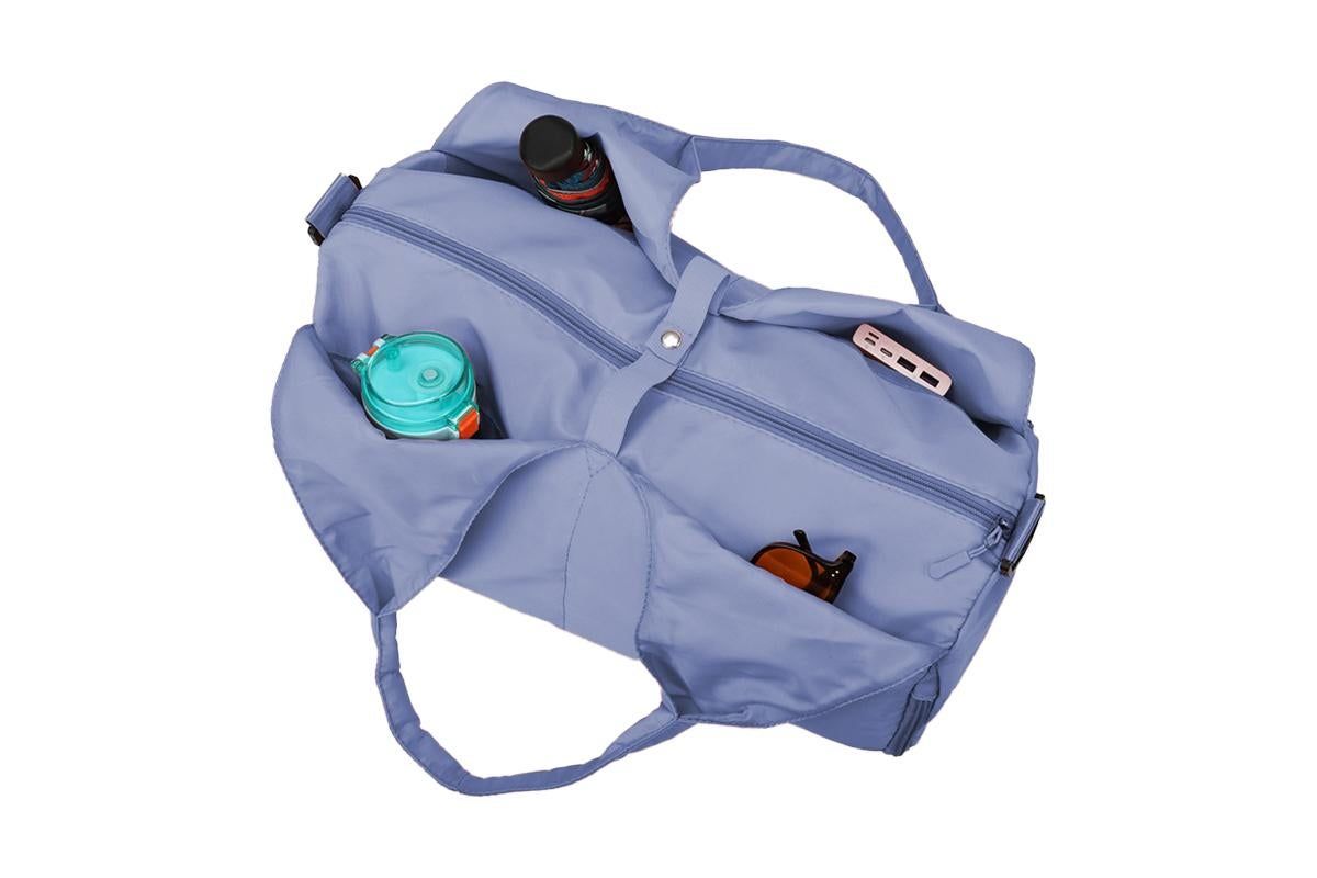 Gym Tote Bag with Shoe Compartment and Wet Dry Storage Pockets for Women Travel Duffel Bag Yoga Gym Bags with Yoga Mat Holder -Blue
