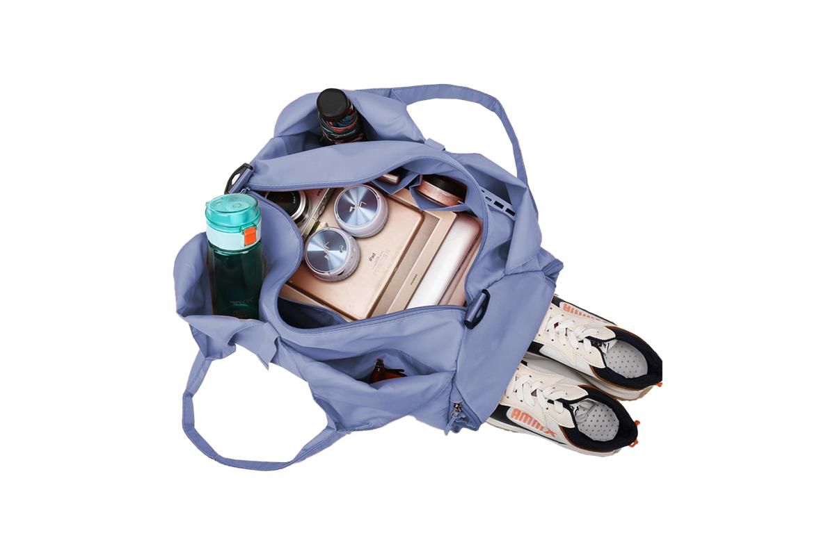 Gym Tote Bag with Shoe Compartment and Wet Dry Storage Pockets for Women Travel Duffel Bag Yoga Gym Bags with Yoga Mat Holder -Blue
