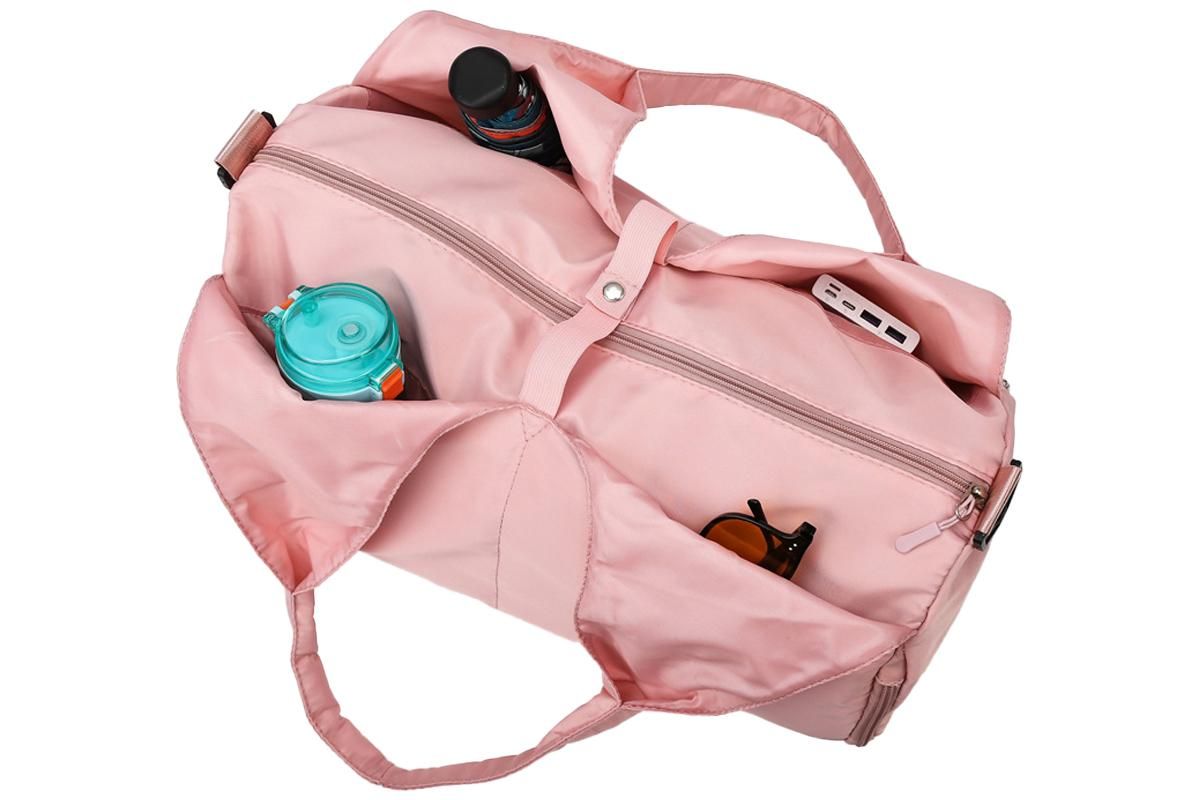 Gym Tote Bag with Shoe Compartment and Wet Dry Storage Pockets for Women Travel Duffel Bag Yoga Gym Bags with Yoga Mat Holder -Pink