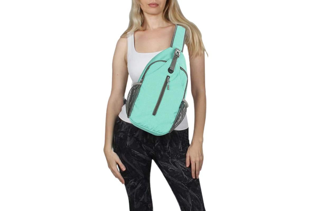 Water Resistant Crossbody Sling Backpack Sling Bag Travel Hiking Chest Bag Daypack - Mint