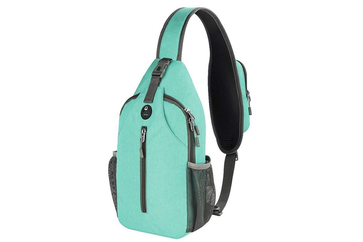 Water Resistant Crossbody Sling Backpack Sling Bag Travel Hiking Chest Bag Daypack - Mint