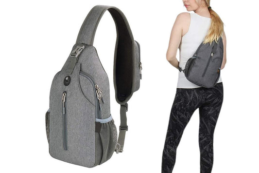 Water Resistant Crossbody Sling Backpack Sling Bag Travel Hiking Chest Bag Daypack - Dark Grey