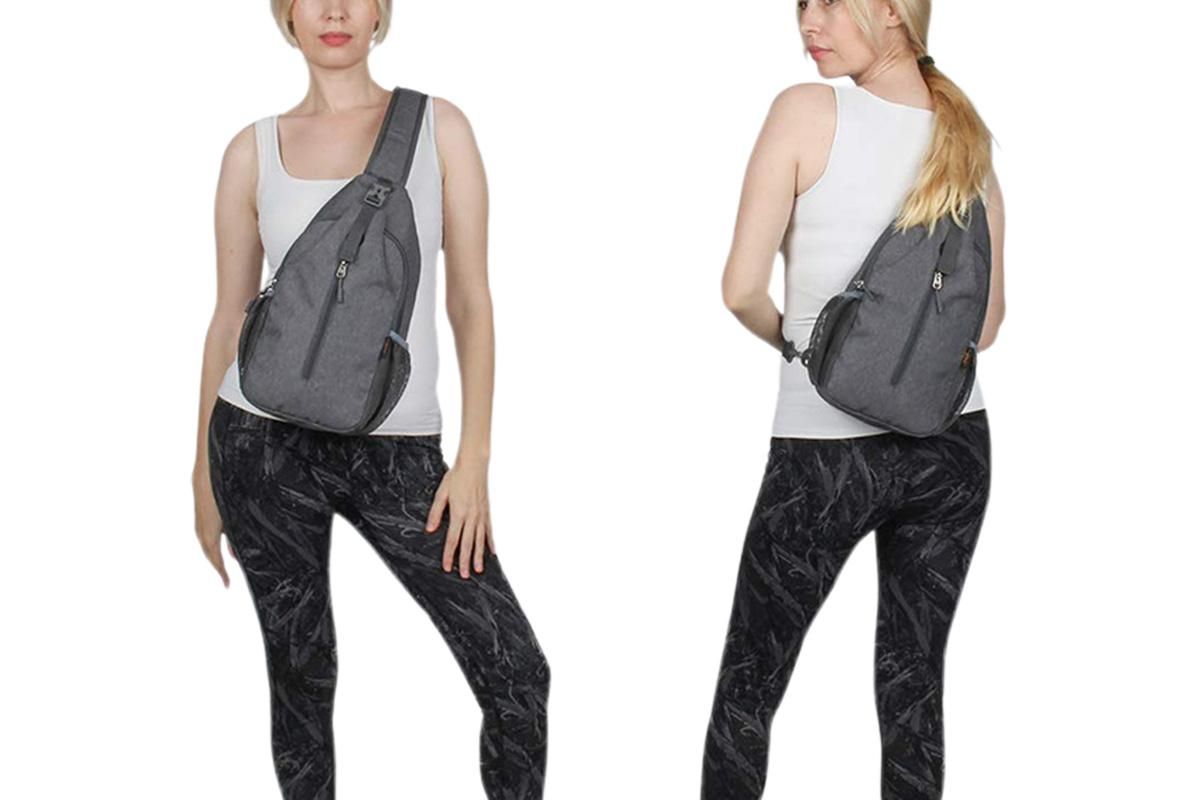 Water Resistant Crossbody Sling Backpack Sling Bag Travel Hiking Chest Bag Daypack - Dark Grey