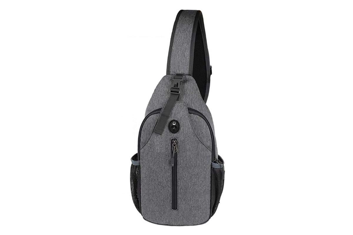 Water Resistant Crossbody Sling Backpack Sling Bag Travel Hiking Chest Bag Daypack - Dark Grey