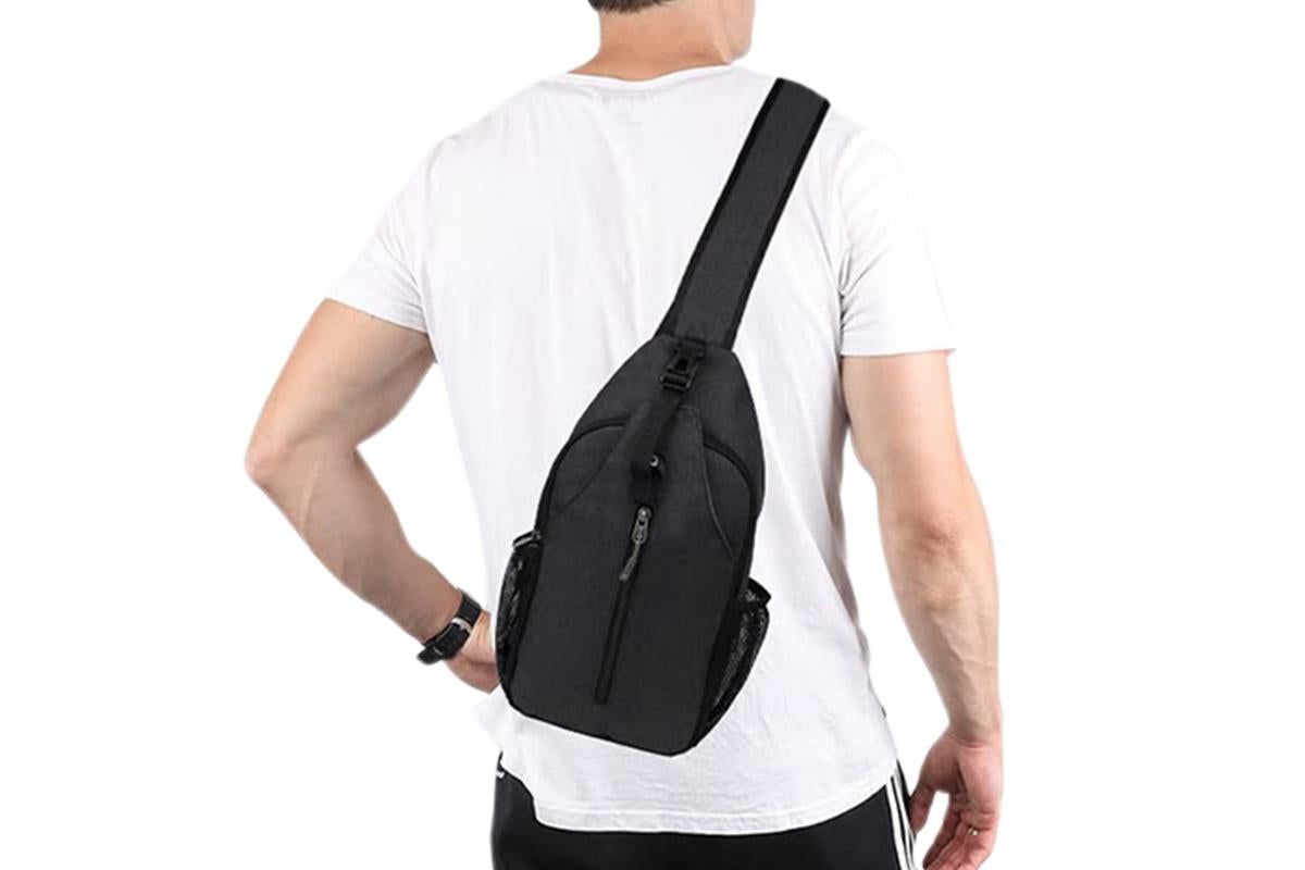 Water Resistant Crossbody Sling Backpack Sling Bag Travel Hiking Chest Bag Daypack - Black