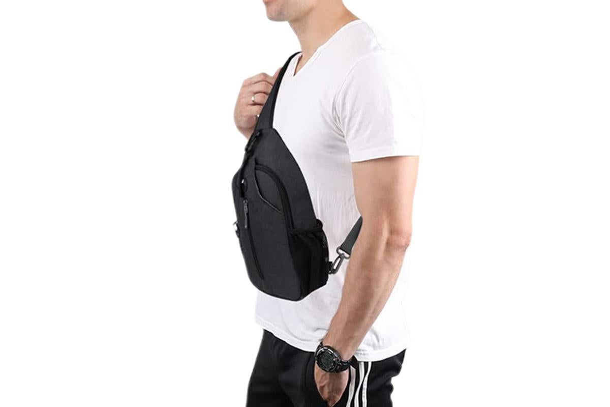 Water Resistant Crossbody Sling Backpack Sling Bag Travel Hiking Chest Bag Daypack - Black