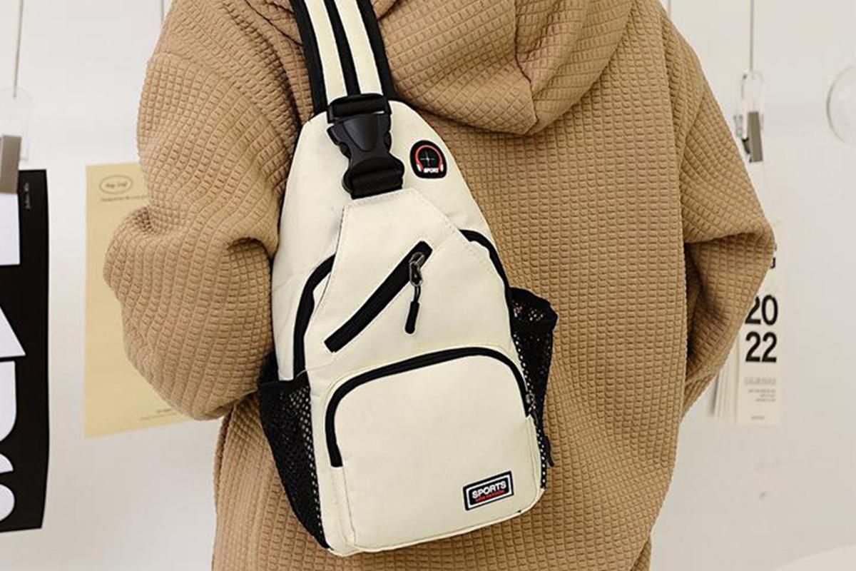Water-resistant Chest Pack Outdoor Travel Shoulder Sling Backpack Crossbody Bag -White