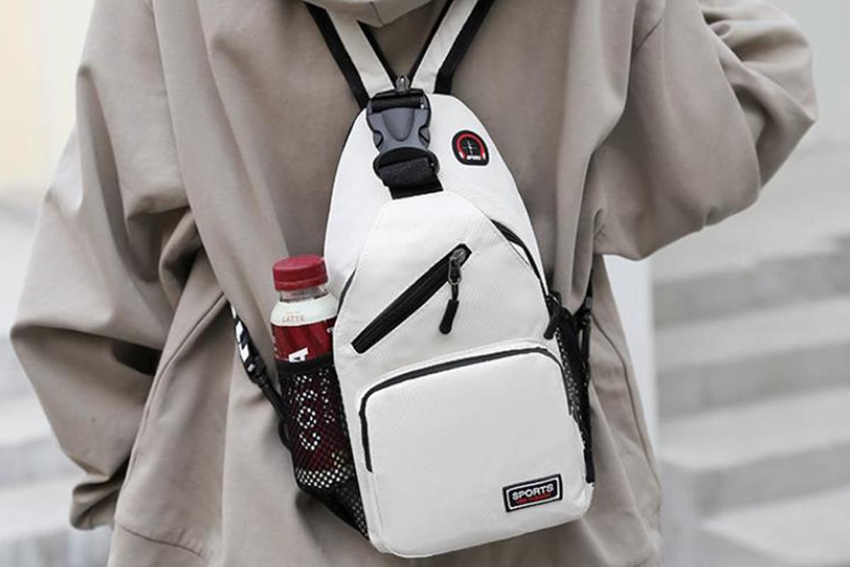 Water-resistant Chest Pack Outdoor Travel Shoulder Sling Backpack Crossbody Bag -White