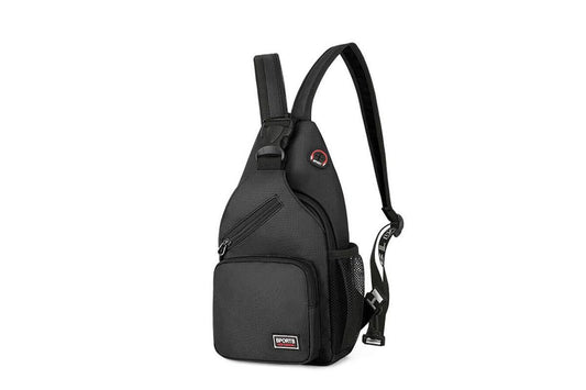 Water-resistant Chest Pack Outdoor Travel Shoulder Sling Backpack Crossbody Bag -Black