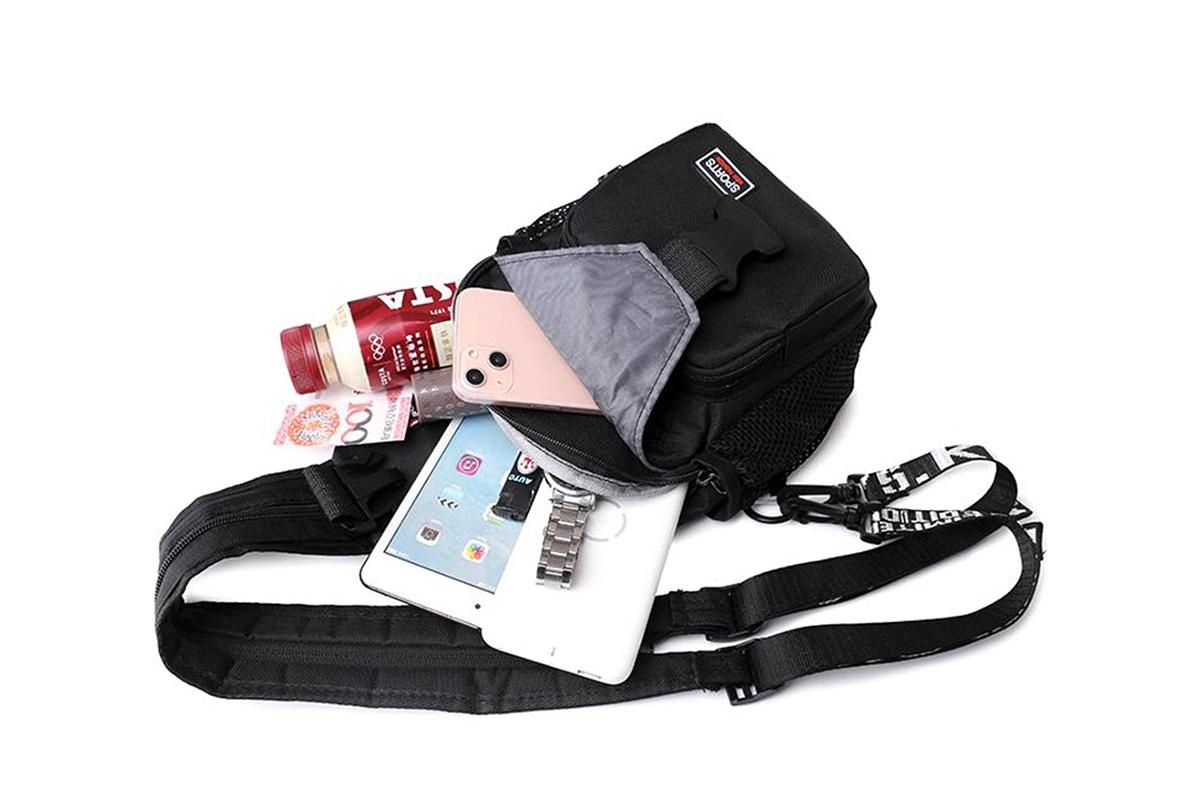Water-resistant Chest Pack Outdoor Travel Shoulder Sling Backpack Crossbody Bag -Black