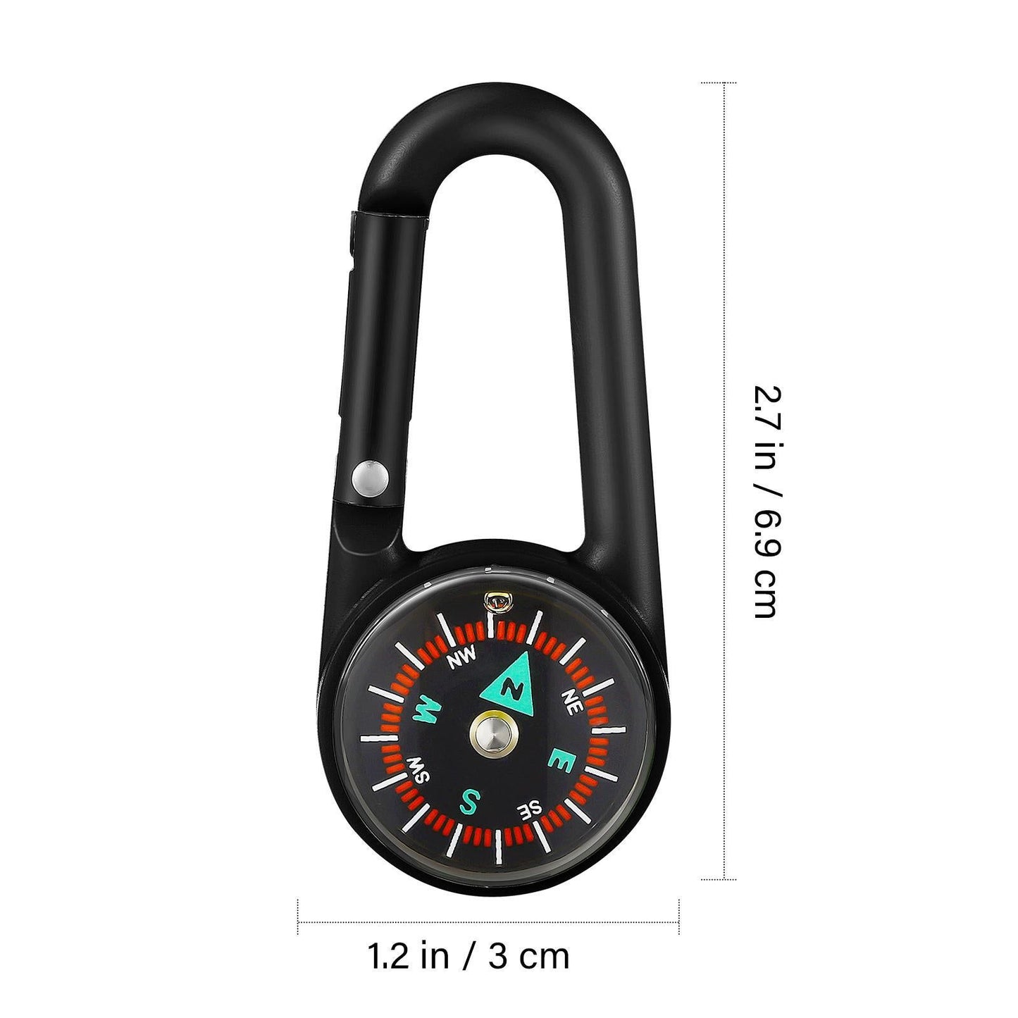 24 Pcs Compass Carabiners Clip-on Self Locking Keychains for Outdoor Hiking Camping