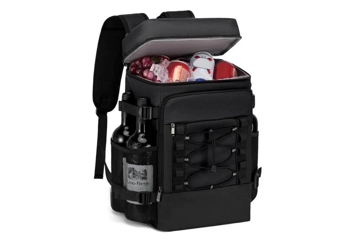 25L Insulated Cooler Backpack Freshness Preservation Backpack For Beach Travel - Black