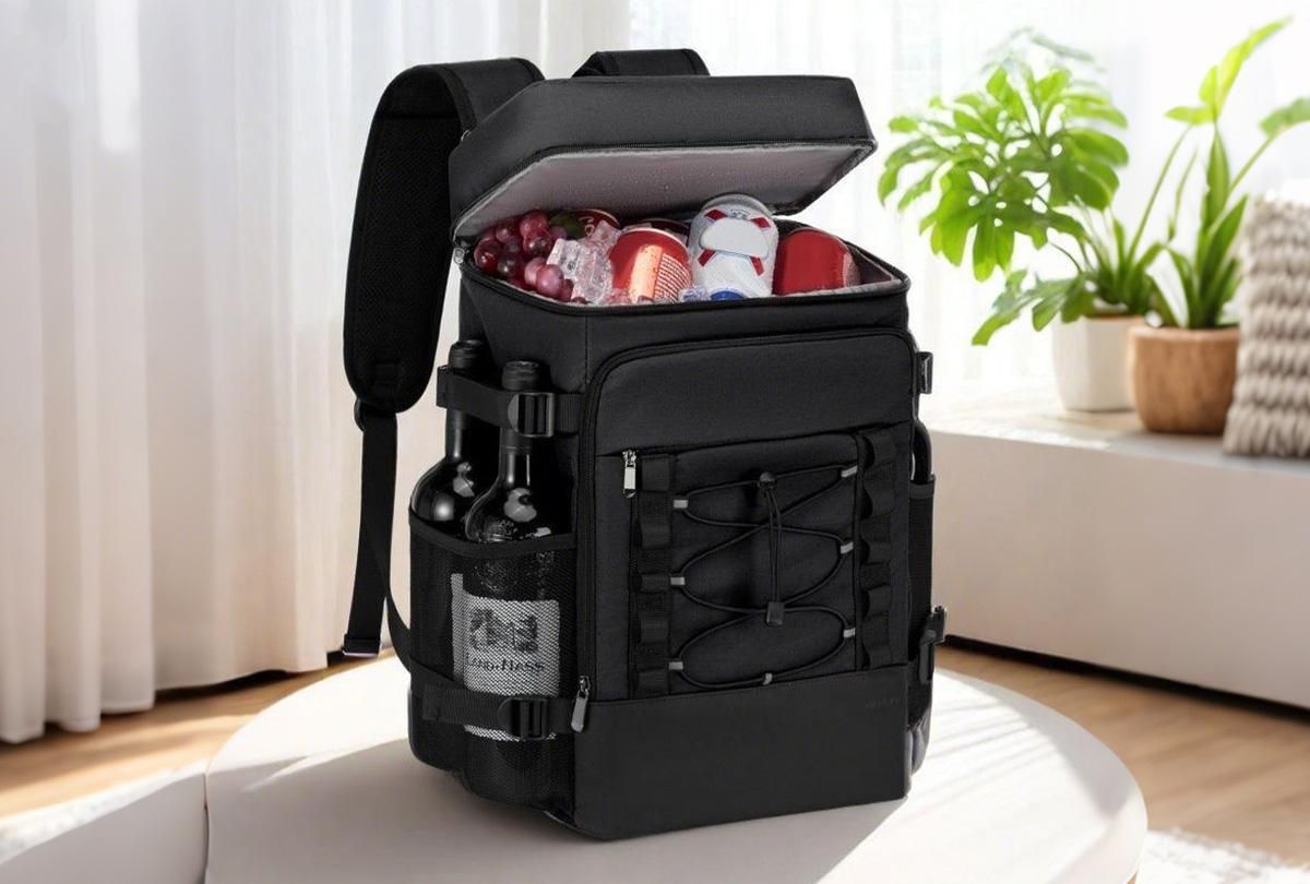 25L Insulated Cooler Backpack Freshness Preservation Backpack For Beach Travel - Black