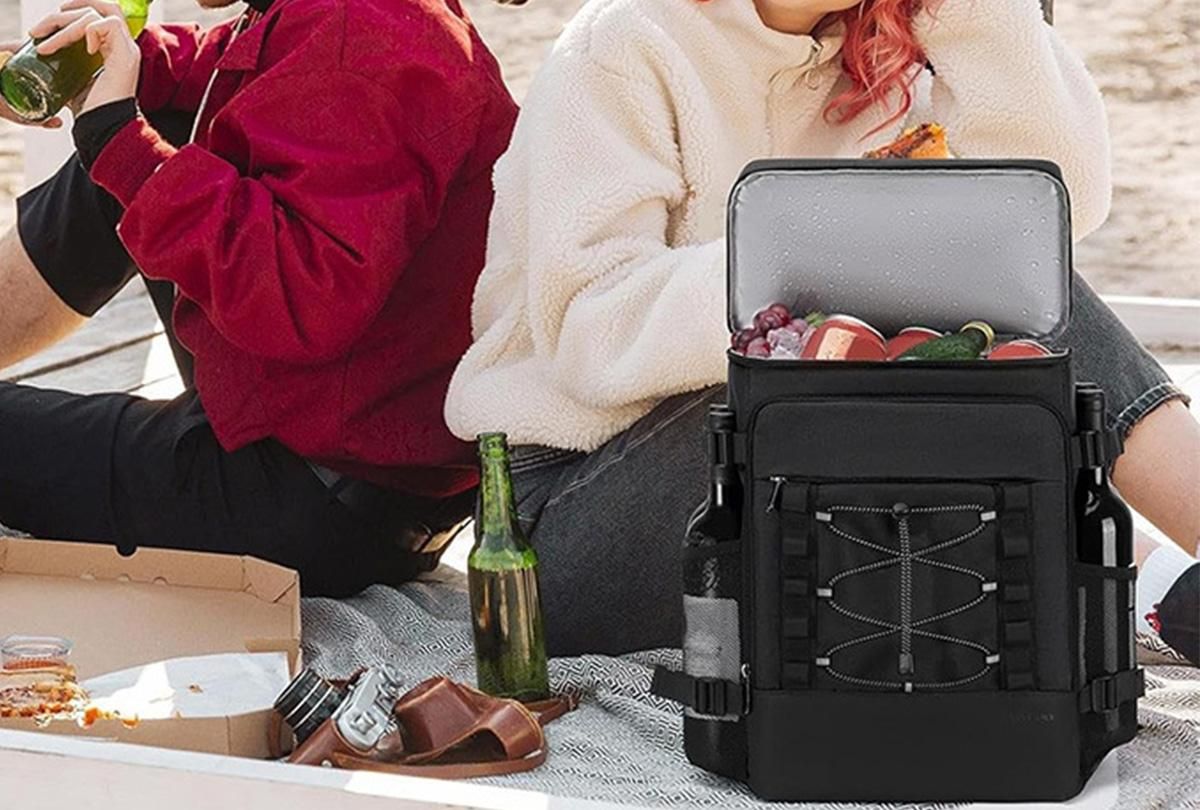 25L Insulated Cooler Backpack Freshness Preservation Backpack For Beach Travel - Black