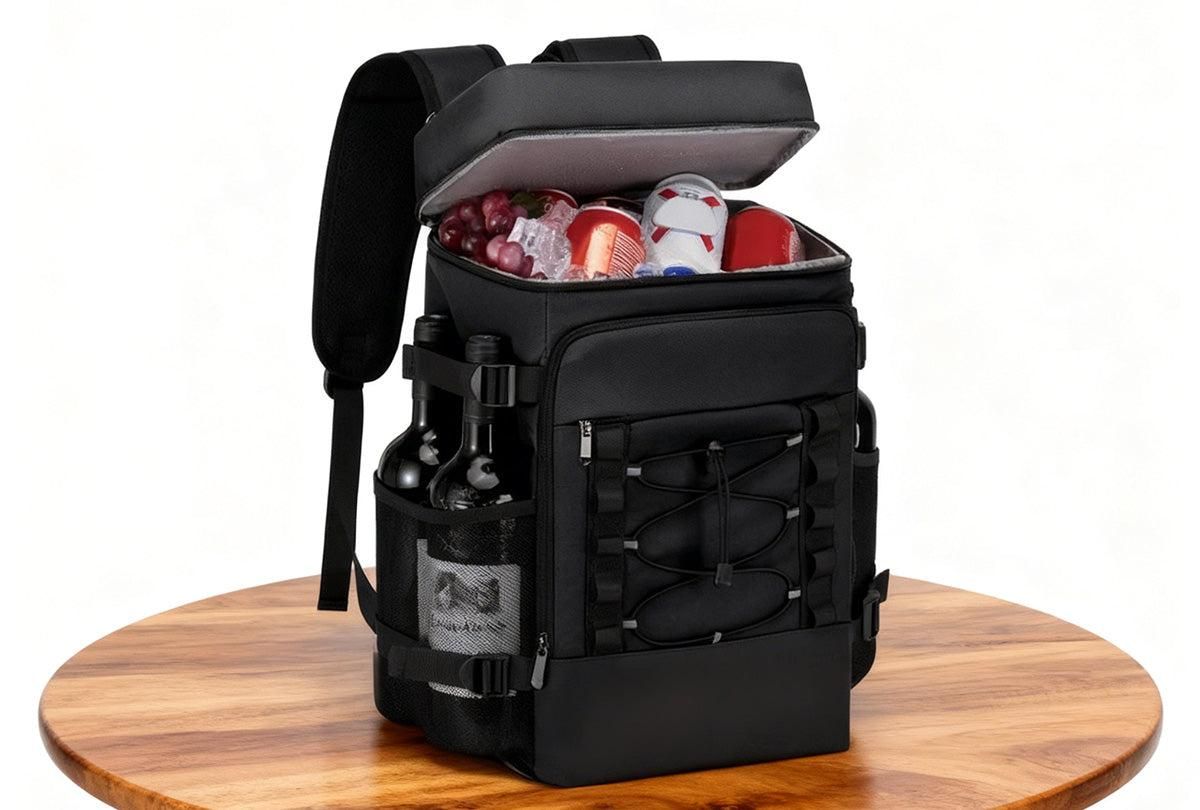 25L Insulated Cooler Backpack Freshness Preservation Backpack For Beach Travel - Black
