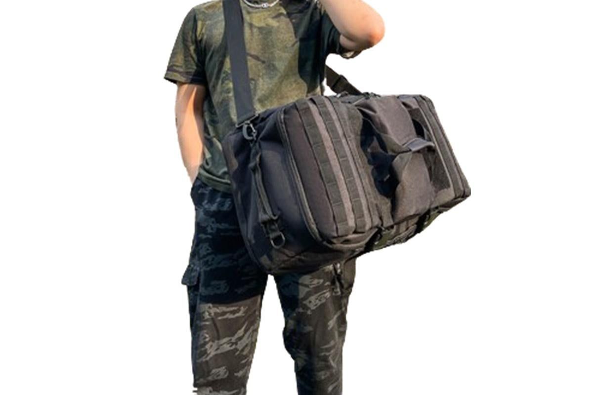 3-in-1 Duffle Bag Messenger Pack Military Tactical Backpack -Black