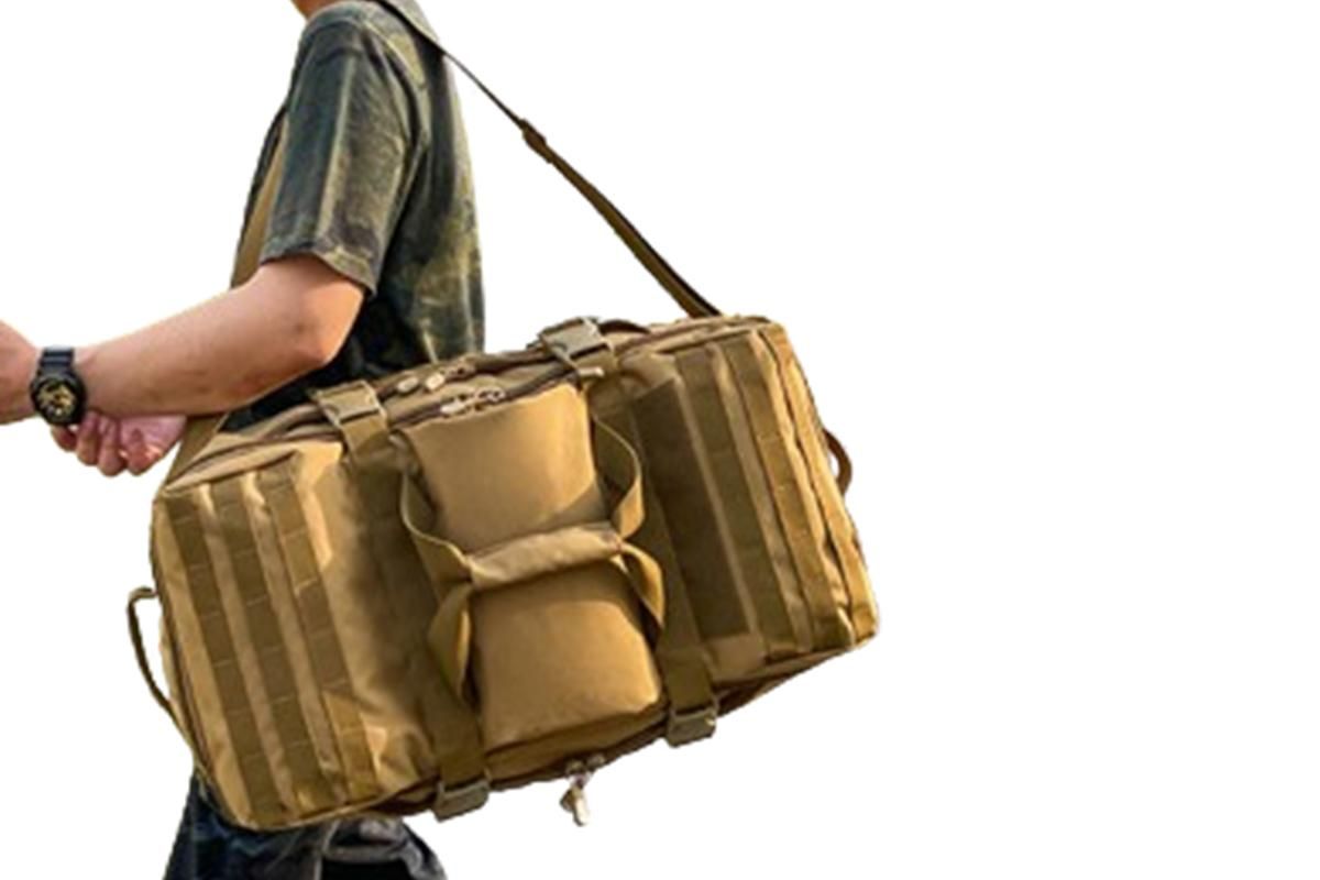 3-in-1 Duffle Bag Messenger Pack Military Tactical Backpack -Khaki