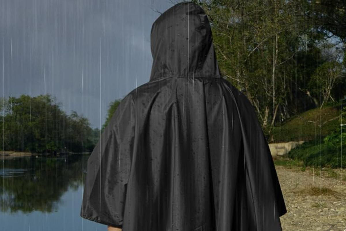3 in 1 Portable Rain Poncho Waterproof Lightweight Emergency Raincoat with Pocket - Black