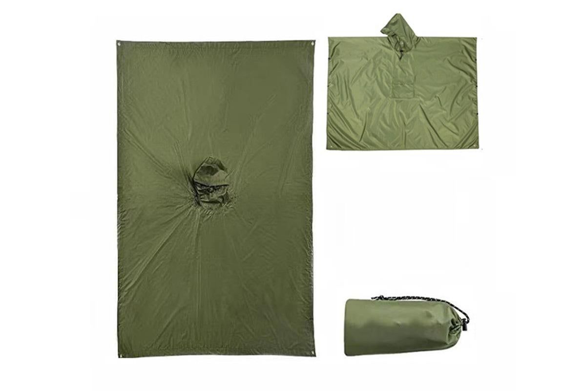 3 in 1 Portable Rain Poncho Waterproof Lightweight Emergency Raincoat with Pocket - Army Green
