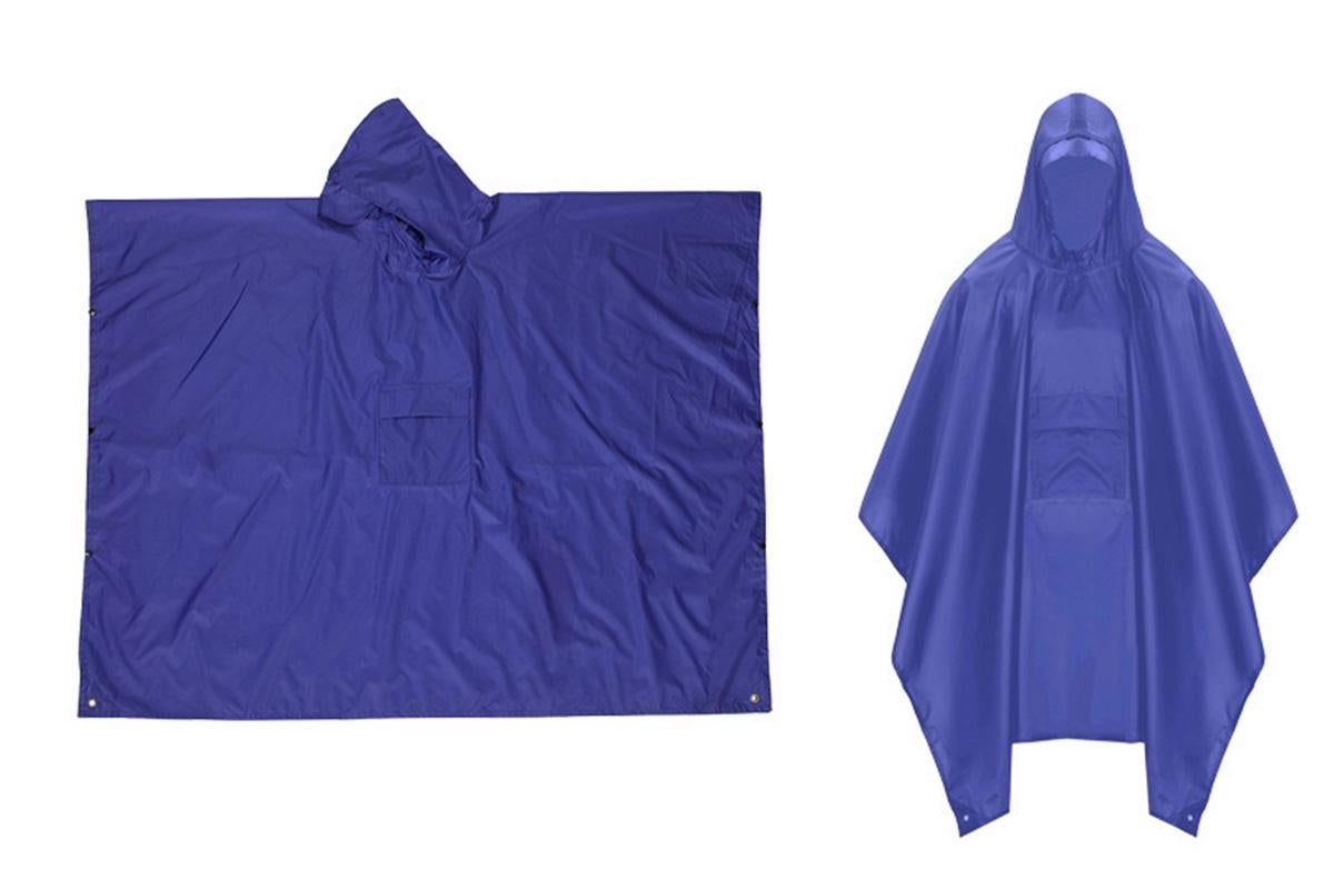 3 in 1 Portable Rain Poncho Waterproof Lightweight Emergency Raincoat with Pocket - Blue