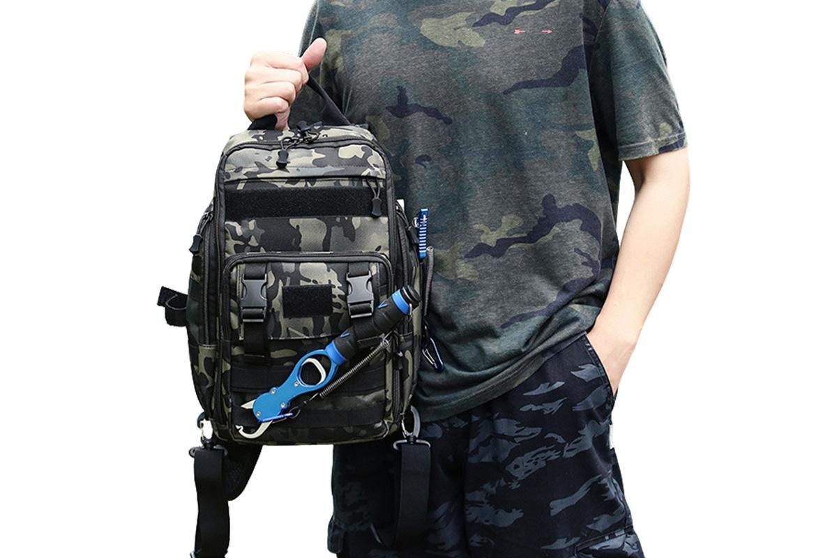 Fishing Tackle Backpack With Rod Holder Outdoor Shoulder Fishing Gear Bags - Green